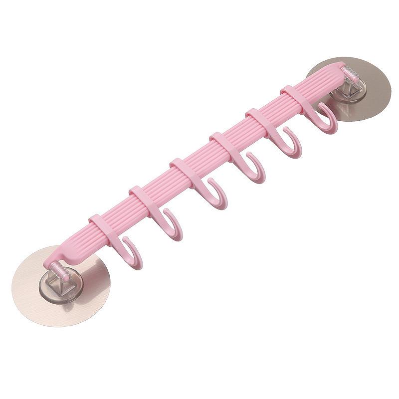 Bathroom 6 Hooks Hanger Rack Wall-mounted Kitchen Cupboard Cooking Tool Storage Shelf Clothes Towel Organizer Gabgets Holder