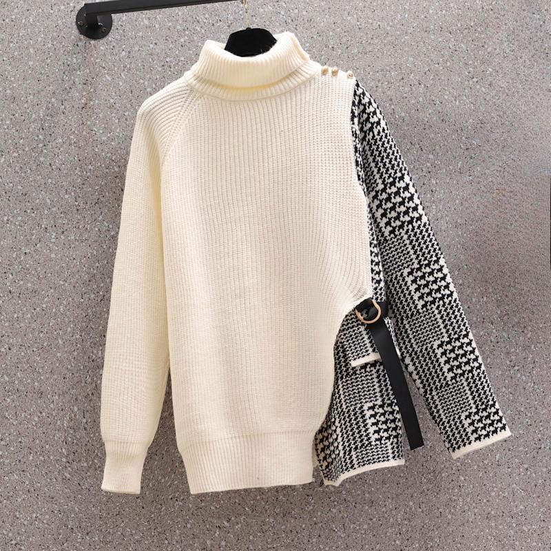 

Autumn Winter New Women Fashion Casual Big Plus Size Vintage Loose Long Sleeve Knitted Sweater Top M-4XL M білий