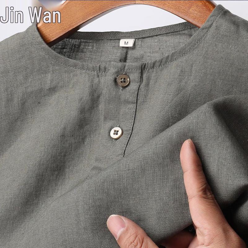 Men's Casual Chinese Style Linen 3/4 Sleeve T-Shirt