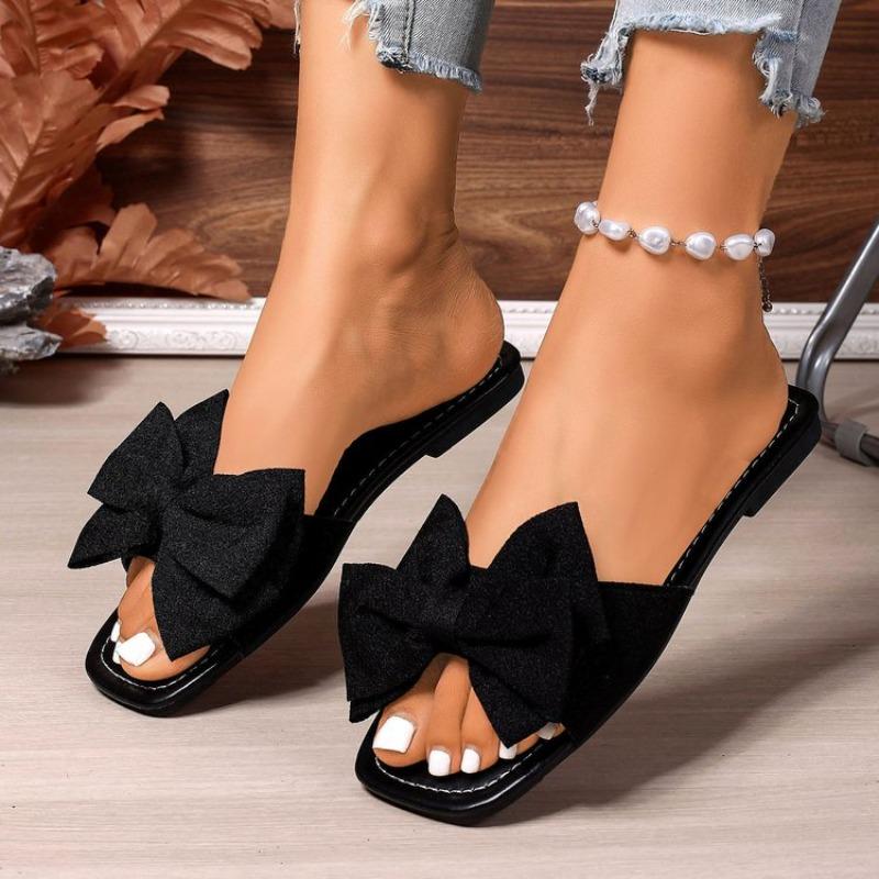 Women Flats Slippers 2026 New Trend Shoes for Women Fashion Lightweight Bow Tie Sandals Flat Casual Beach Slippers Slides Women