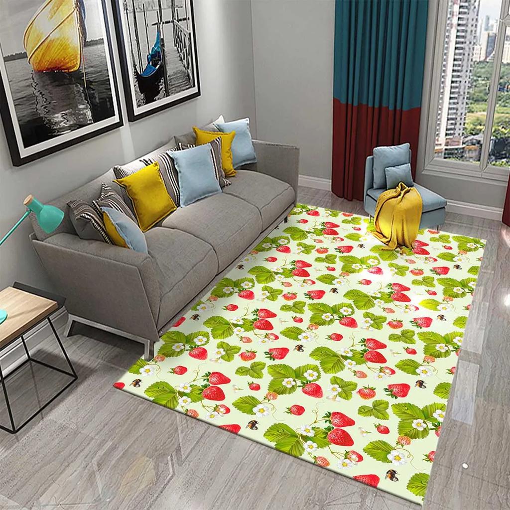 Cartoon Strawberry Carpets Living Room Decor Bedroom Bedside Sofa Rugs Child Play Game Crawling Door Mats Bathroom Non-slip Rugs