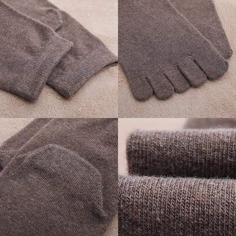 3 Pairs Man Wool Socks with Toes Autumn Winter Thermal Thick Socks Solid Color Wool Soft Warm 5 Finger Socks Casual Male Gift