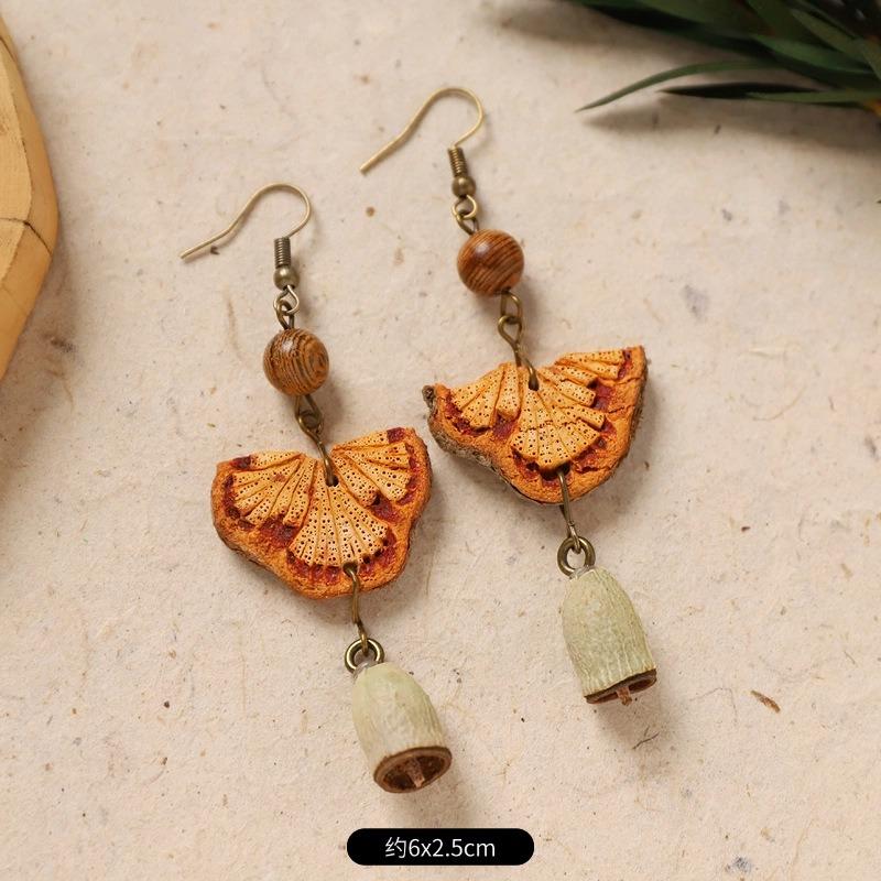 Original Design Traditional Chinese Medicine Plant Earrings Retro Literature Natural Fruit Handmade Long Earrings Women