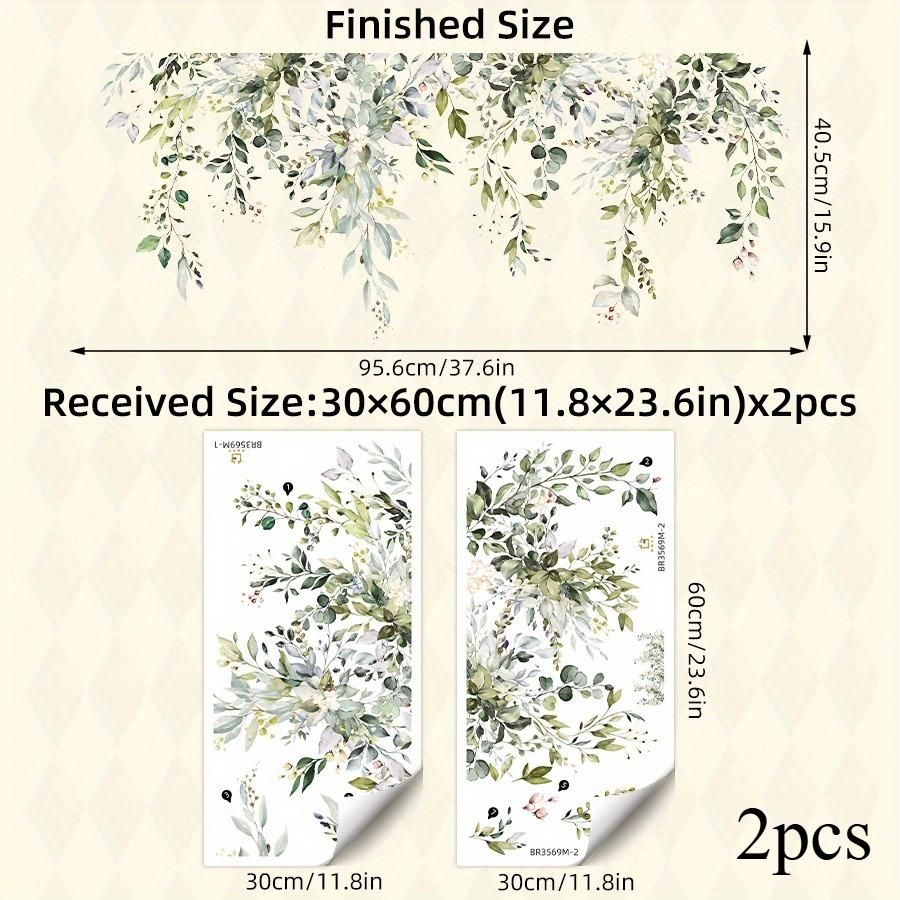 

2 шт. Наклейки на стену в виде акварельной лозы, съемная самоклеящаяся виниловая наклейка для домашнего декора, искусство зелени, украшение для детской или спальни
