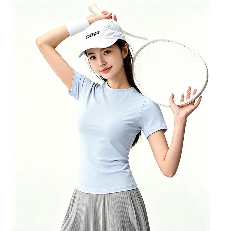 Skinny High-elastic Fitness Clothes Women's Breathable Quick-drying Short-sleeved Slim-fitting Versatile Pilates Running Sports Top