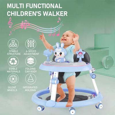 Faltbarer Baby-Gehwagen für Kinder mit leisen Rädern, 7-stufig höhenverstellbar, Aktivitäts-Gehwagen, Anti-Kipp-Schutz, Genu Varum-Zentrum, 6-18
