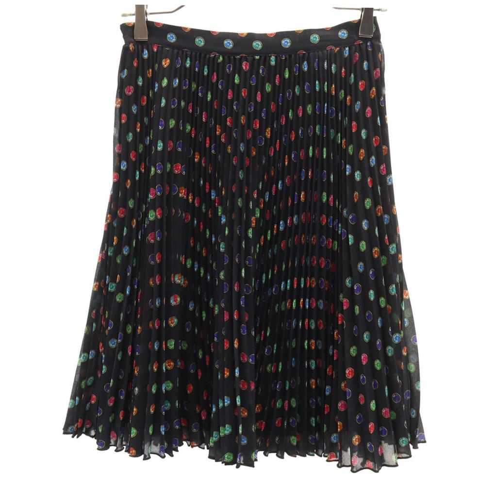 MOSCHINO BOUTIQUE Overall Handle Midi Length Pleated Skirt 38 Black Women Used
