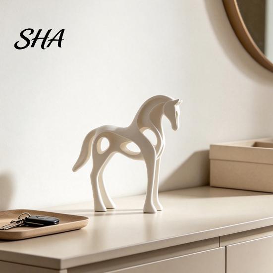 Artistic Desktop Ornament 3D Printed Abstract Horse Statue, Minimalist Galloping Stallion Sculpture with One-Piece Print Flowing Curves, Modern