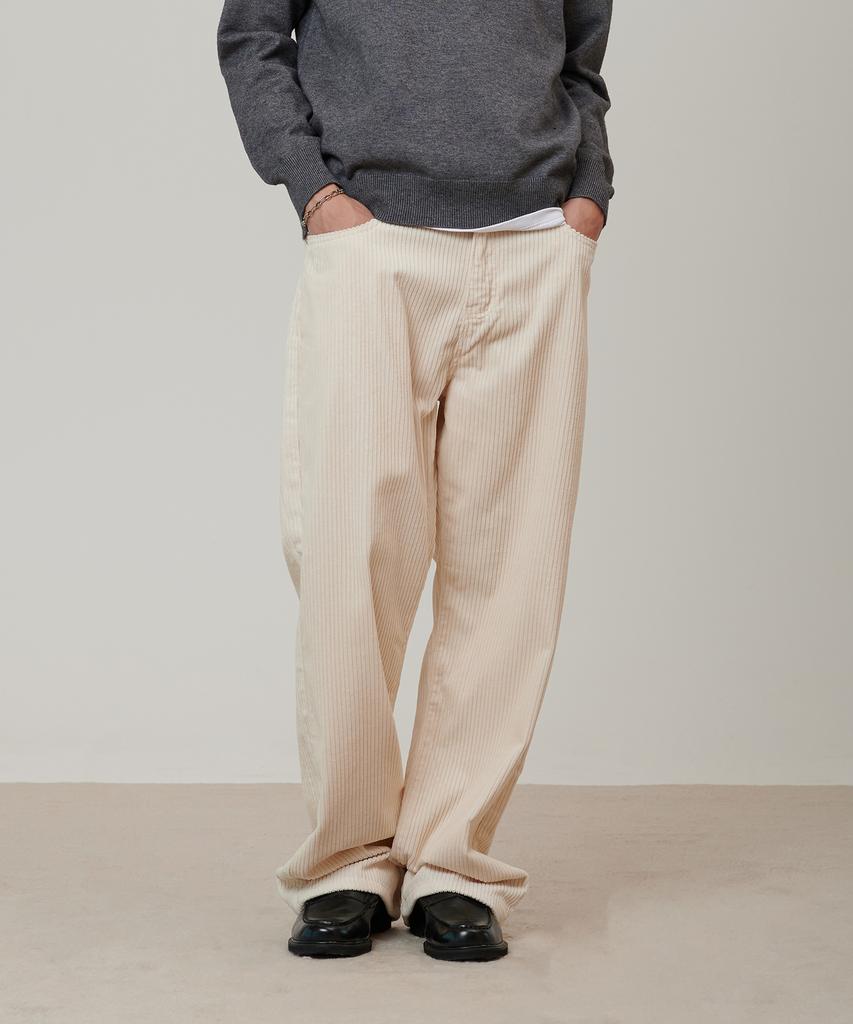 PINBLACK (Men) Corduroy Wide Pants Ivory