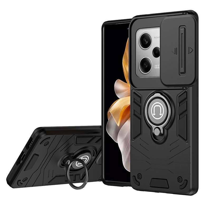 For POCO X5 Slide Camera Lens Protector Armor Case For Xiaomi Poco X5 Pro Military Grade Bumpers Magnet Ring Cover For POCO X5
