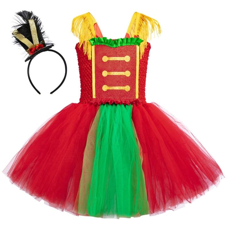 Girls Tutu Dress with Headband Glittering Princess Dress Holiday Clothes Circus Ringmasters Costume for Party
