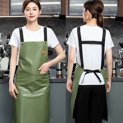 PU Leather Apron for Kitchen - Waterproof & Oil-Resistant Chef Apron,Cooking Bib for Restaurant, BBQ