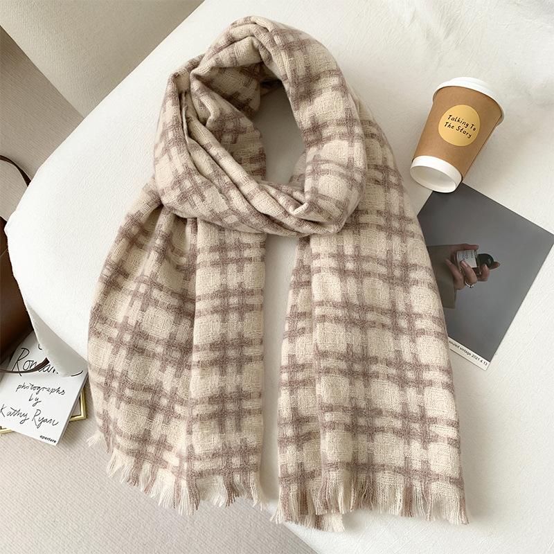 New Imitation Cashmere Women Scarf Winter Ladies Vintage Plaid Warm Scarve Pashmina Mujer Female Foulard Bufanda Wrap Shawl Men