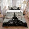 3pcs Eiffel Tower Parisian Themed Comforter Set with 1 Quilt Cover and 2 Pillowcases (No Core) - Home Decor, Holiday Gift, Polyester Fabric, Anime Car