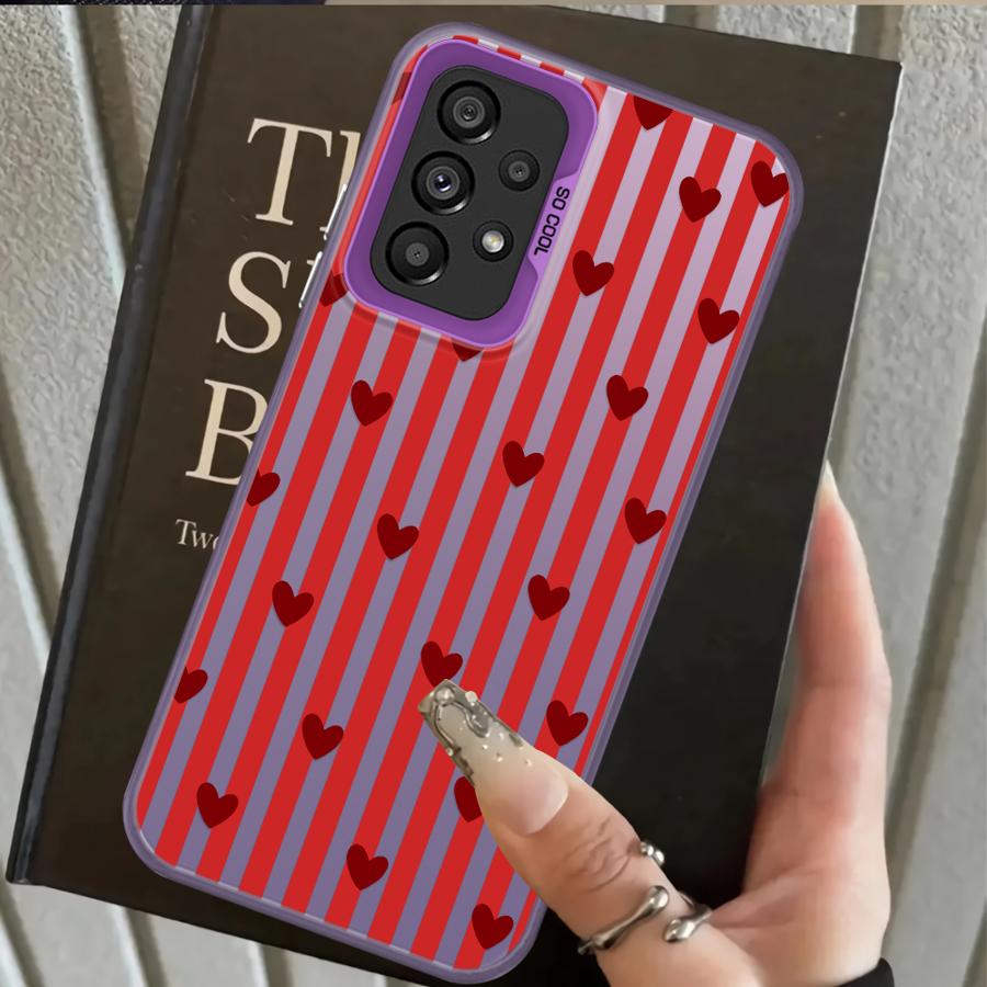 Case for Samsung Galaxy A12 A26 A13 A14 A17 A20s A31 A24 A25 A21s A23 A34 A15 A16 A35 Phone Cover Stripe Love Heart