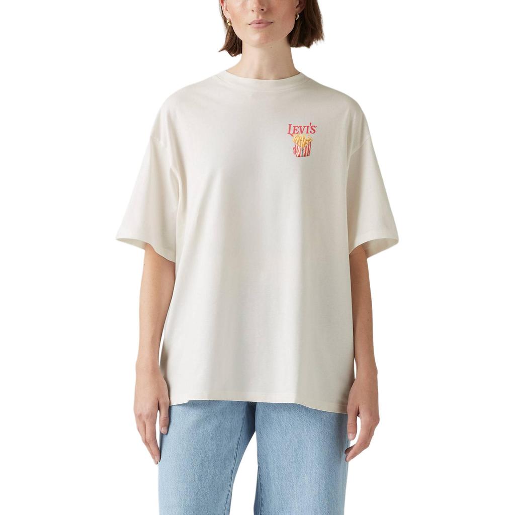 Levis Loose Simple Comfortable Food Pattern Round Neck Short Sleeve Drop Shoulder T-Shirt Women T-Shirts A4924-0096