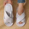 Slippers Cross-opening Ladies Spring and Autumn Indoor Flat Bottom Waffle Sweat Absorbing Comfortable Opening Slippers Foam Bottom