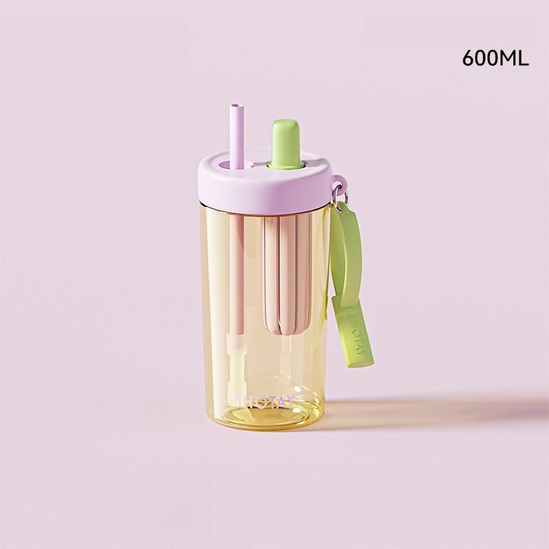 SHOTAY 600/800 мл Кружка для воды Герметичная Кружка для чая Портативная Кружка-поилка с Защитной от пыли Крышкой для соломинки Летняя Кружка для напитков с Ситечком для чая