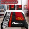 3pcs Duvet Cover Set (1*Duvet Cover + 2*Pillowcase, Without Core), Custom Name Manchester Football F.C Pattern Bedding Set, Home Bedroom Decor Gift