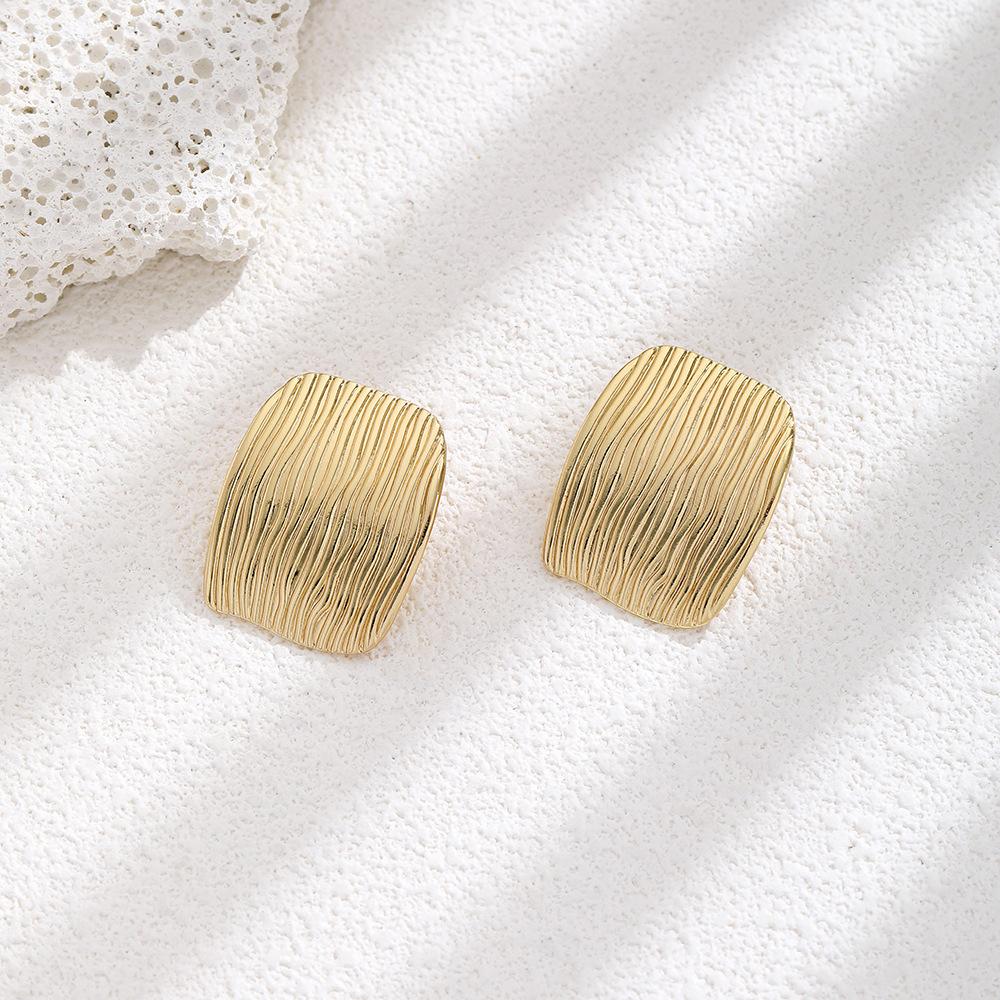 Exaggerated Geometric Texture Stainless Steel Stud Earrings Women'S Personality Niche Design Earrings Light Luxury High-End Earrings