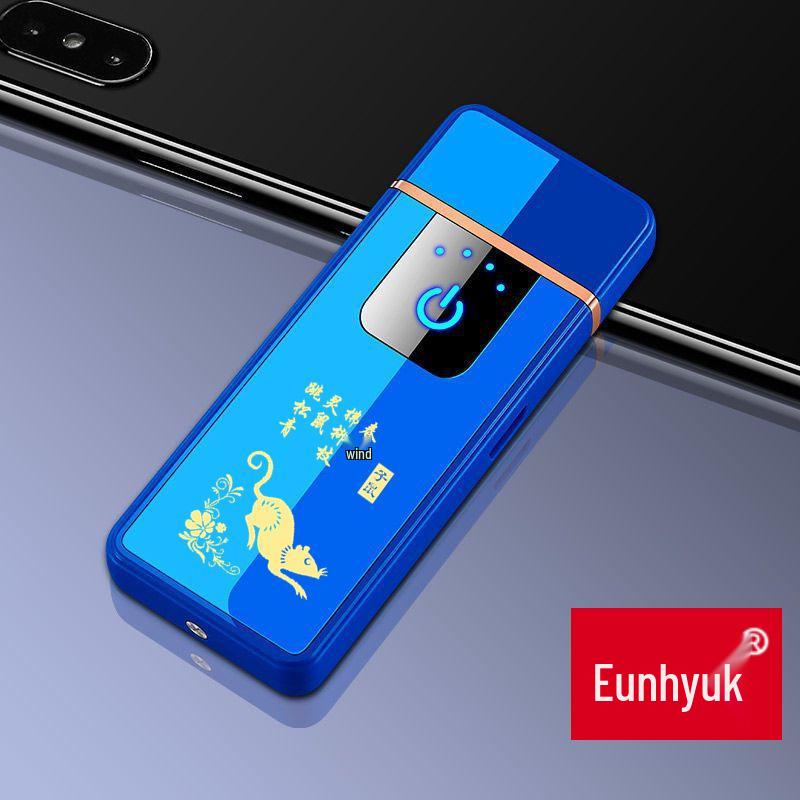 High-Power Rechargeable Black Tech Windproof Flip Lighter for Men