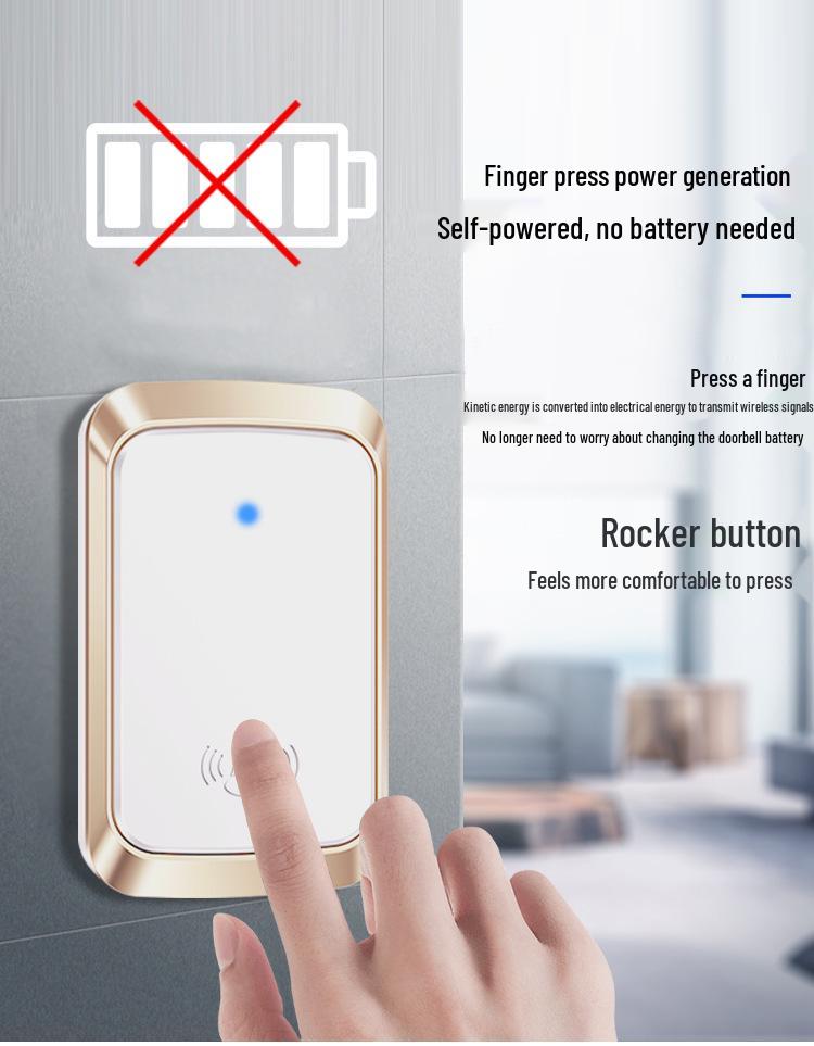 Self-Powered Wireless Doorbell for Home - Ultra-Long Range, One-to-One Remote Caller for Elderly