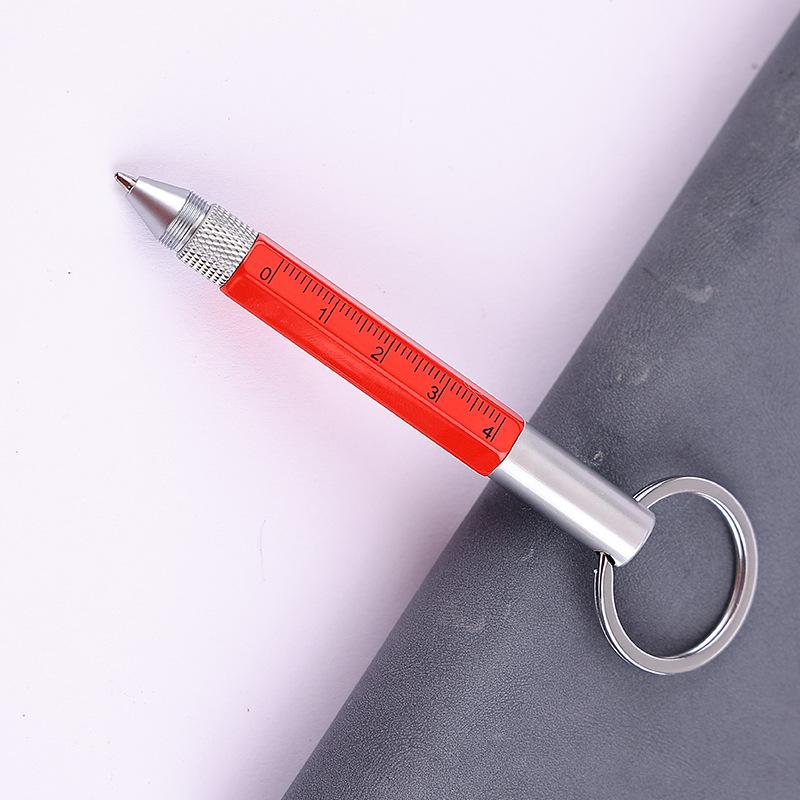 Monking 6 In 1 Multifunctional Pen With Keychain Touch Screen Stylus Capacitive Pen With Screwdriver Ruler Ballpoint Pencil Tool