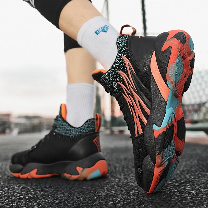 Spot Goods Herren Beliebte Four Seasons Sports Flying Woven Basketballschuhe Herren High Top Klassische Laufschuhe Atmungsaktive Absorption Herrenschuhe