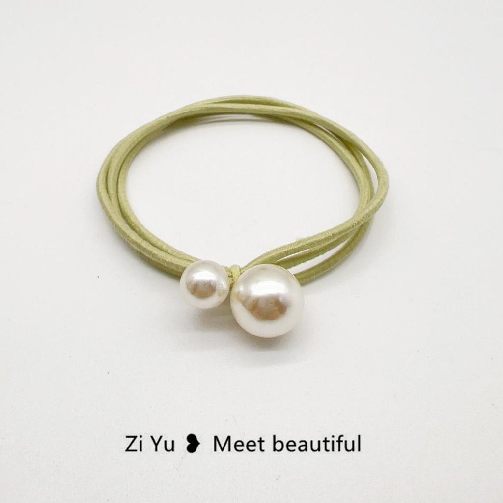 Inel de păr elegant cu perle: Bentiță Elastică cu Nod Coreean