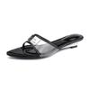 Summer new high-heeled slippers with pointed sandals women's fashion 2025 word with wedge sandals women's outer wear