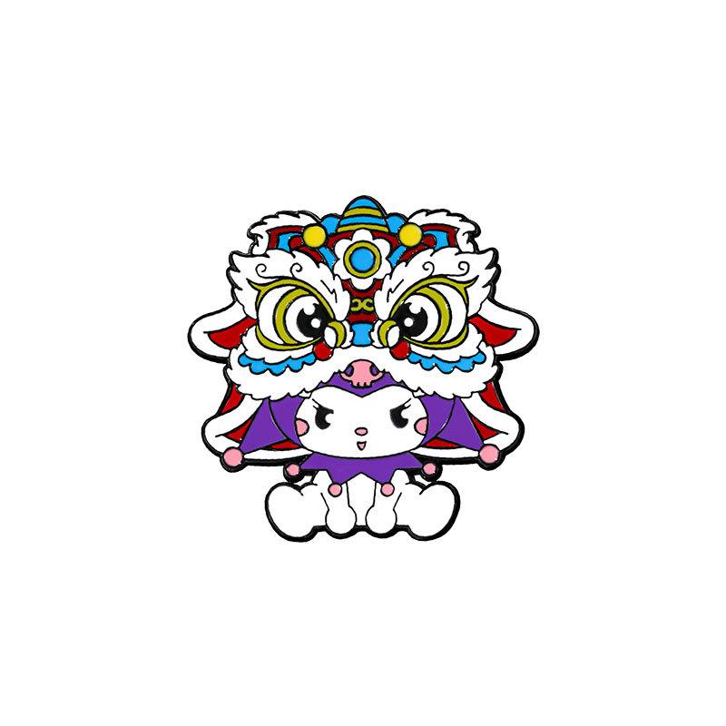 

New Year s lion dance brooch cartoon cute jade cinnamon dog Kulomi Sanrio lion head metal badge clothes accessories