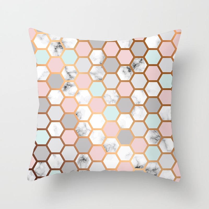 Ins Marble Geometric Print Square Pillow Cover Sofa Cushion Cover