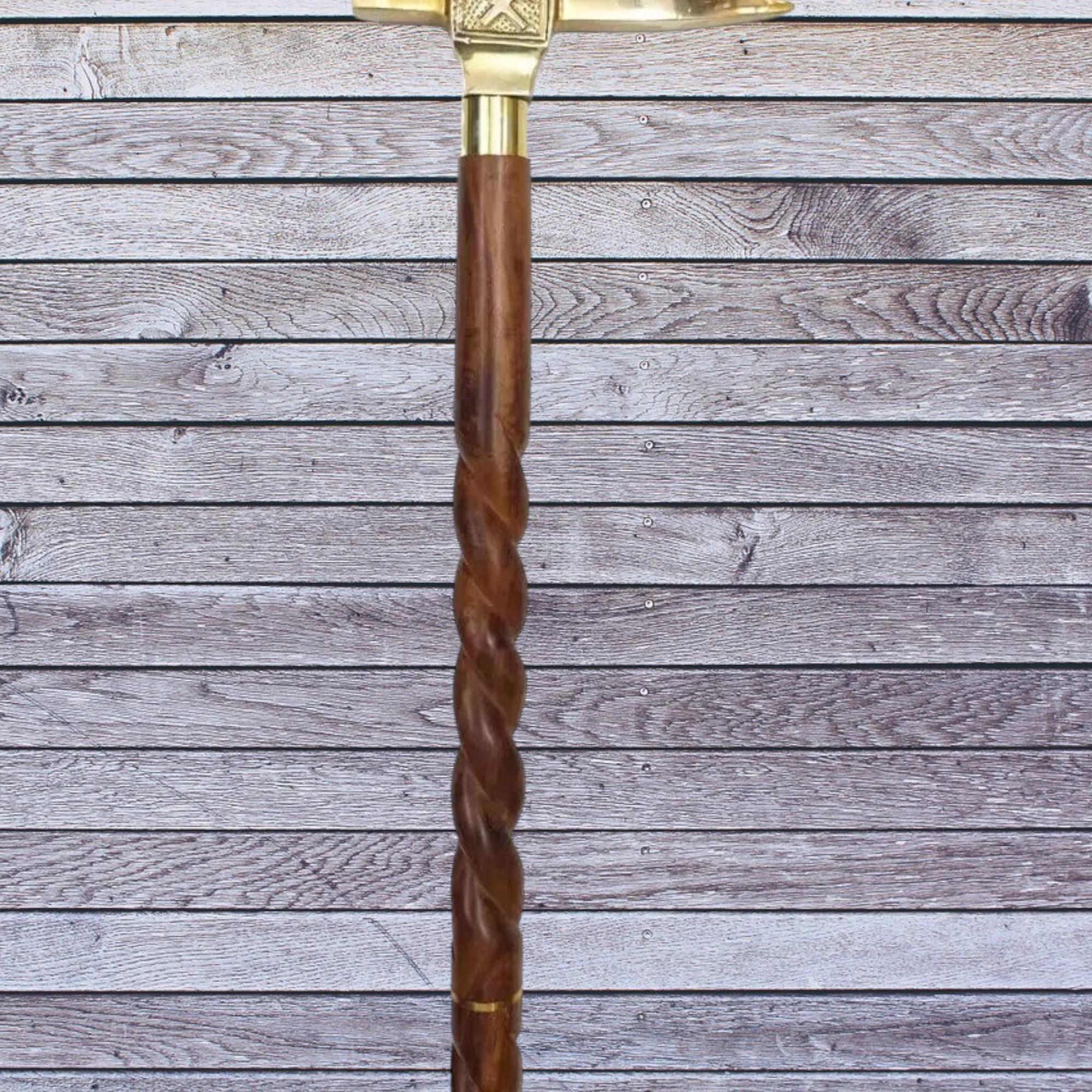 

Старинный золотой топор с цельной рукояткой и деревянной палкой для ходьбы, подарок ручной работы