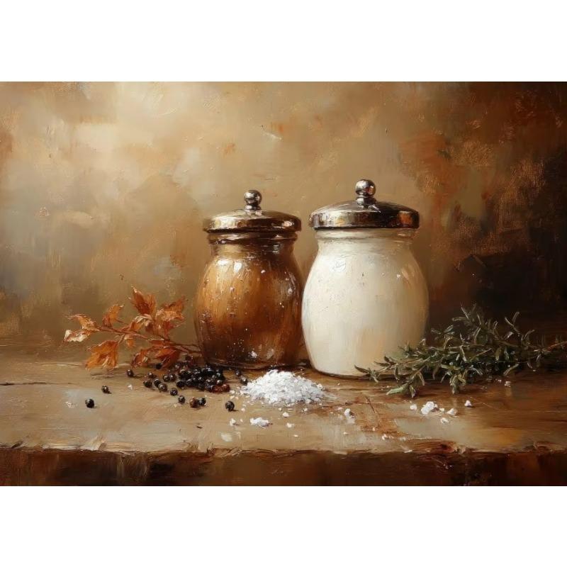 Vintage Tomatoes Spice Lemons Honey Jar Milk Glass Still Life Posters Canvas Printing Wall Art Picture for Kitchen Gifts