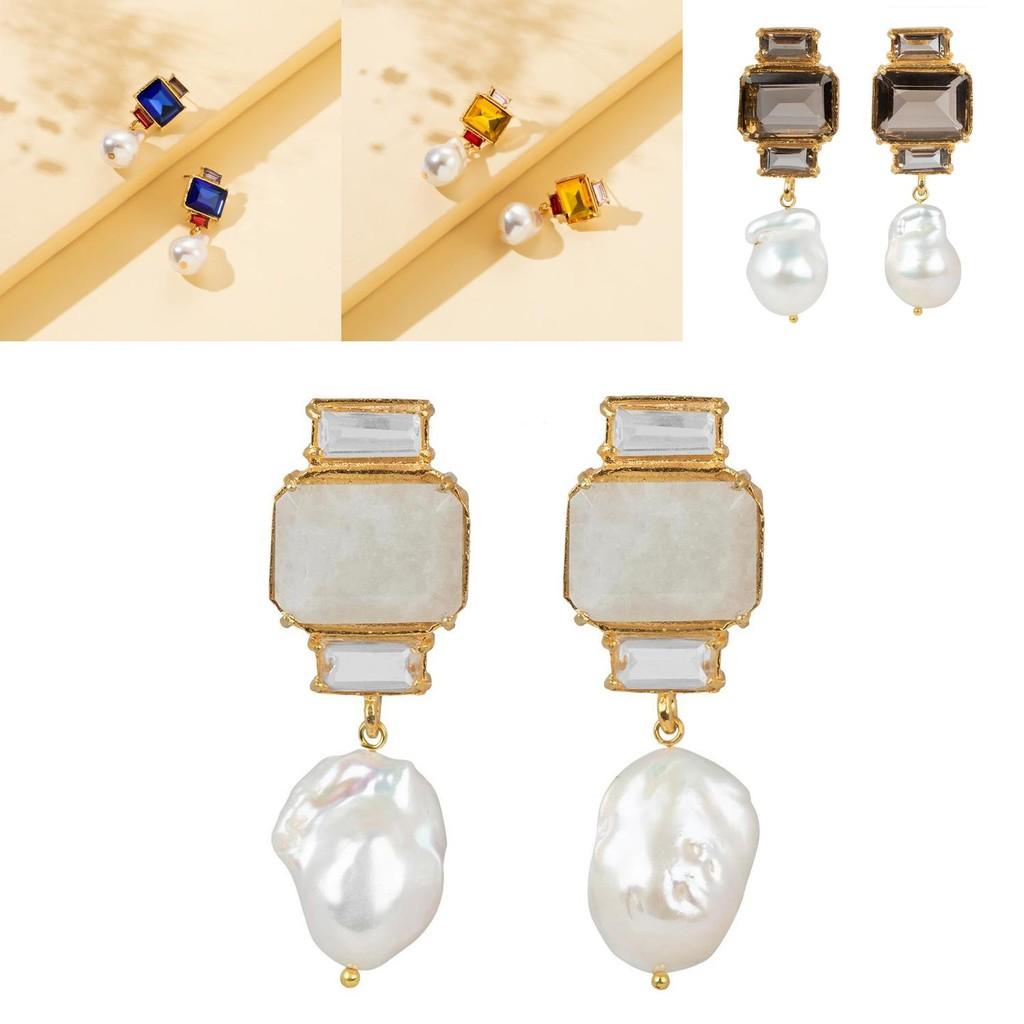 Trendy European Fashion Square Geometric Alloy Earrings Chic Simple Design