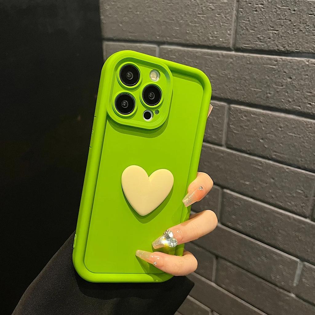 Luxury Cute 3D Love Heart Silicone Phone Case For iPhone 16 15 13 12 11 14 Pro Max X XR XS 16 Plus Shockproof Candy Back Cover