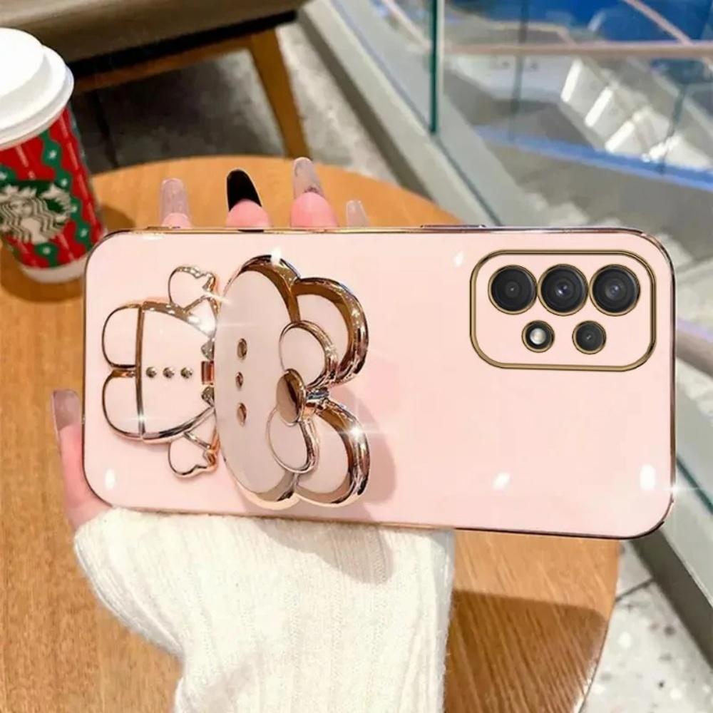Phone Case For Xiaomi Poco X7 X6 F7 Pro M6 F6 F3 F4 X5 X3 C65 C75 Makeup Mirror Rabbit Holder Straight Edge Soft Cover