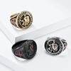 Punk Rock Titanstål Tempelridder Skjold Kors Rund Fingerring for Menn Retro Smykker Dropshipping Størrelse 7-13