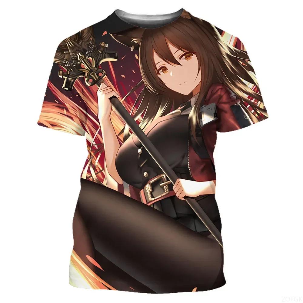 Men and Women Anime Games Girls 3D Printed Street Fashion T-shirt Short Sleeved Casual T-shirt Top Man Clothing