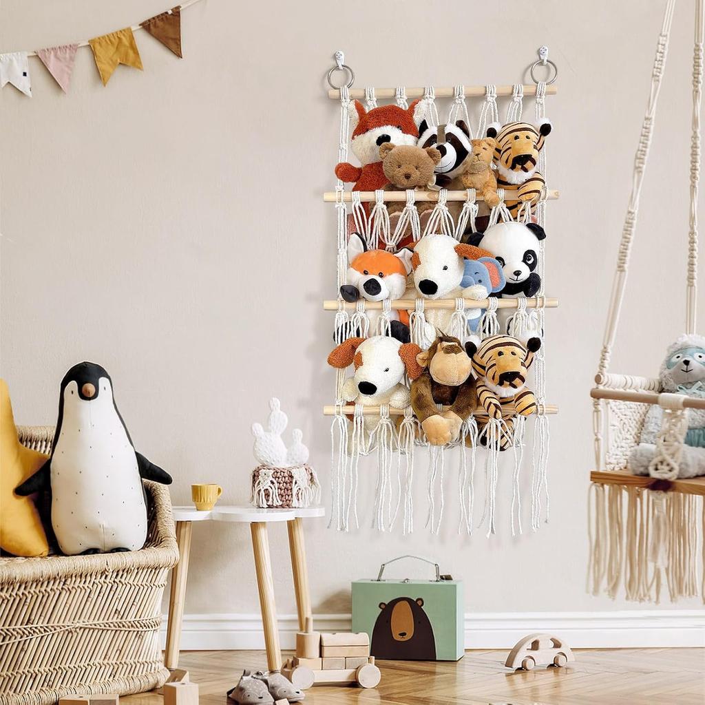 1pc Bohemian Plush Toys Storage Rack, Household Toys Storage Rack, Large Capacity Plush Toys Organizer