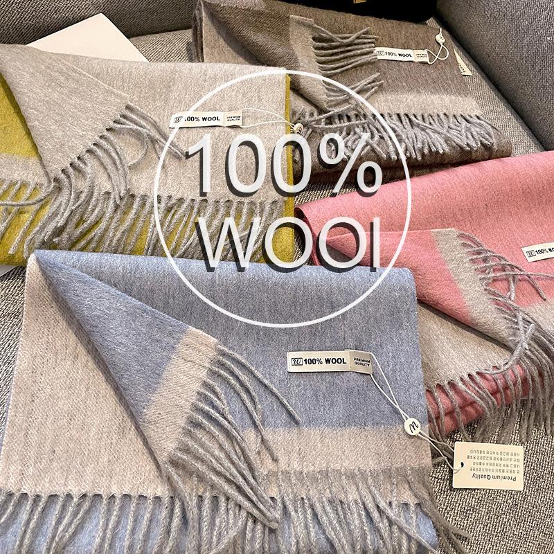 Luxury Winter 100% Wool Scarf Women 2 Colours Cashmere Handkerchief Warm Pashmina Female Shawl Pareo Soft Bufanda Scarves Stole