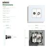 BSEED TV Satellite Wall Socket With Crystal Glass Panel White Black Gold EU Standard 86mm DIY Part For Home Improvement