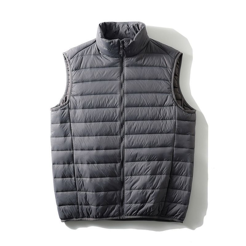 Lightweight Stacked Ribs Cotton-padded Vest Vest Men's Outer Wear Stand Collar Outerwear Waterproof Waistcoat Foreign Trade Men's All-Match Vest