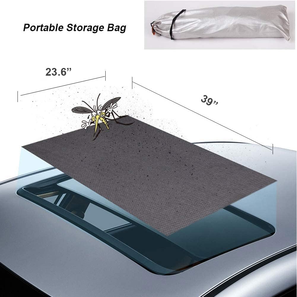 Magnetic Car Sunroof Sun Shade Breathable Mesh, Car roof Cover for Overnight Camping, Quick Install, UV Sun Protection for Moonroof and Side Window