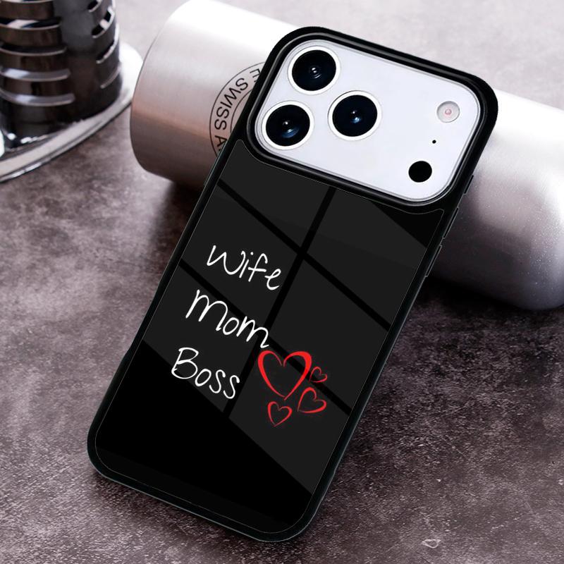 Wife Mom Boss Quotes Phone Case For iPhone 17,16e,15,14,13,12,11,Mini,Pro,MAX soft Silicone Cover