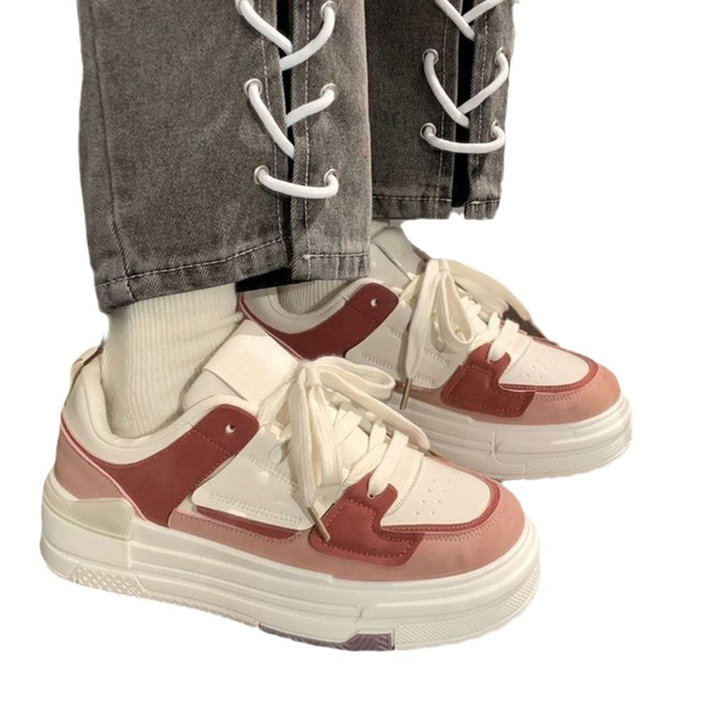 Thick-soled Little White Women's Shoes Spring and Autumn Red Casual Sports Shoes Versatile Board Shoes