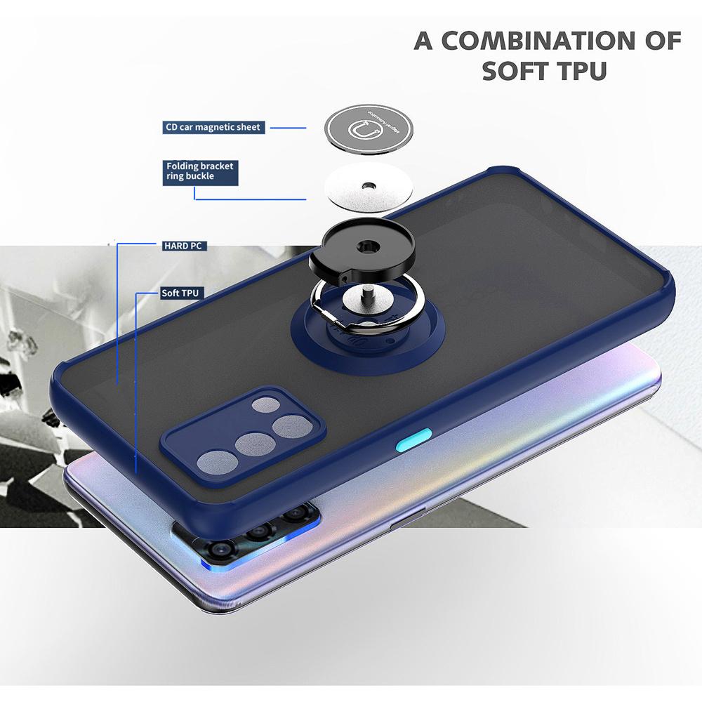 KEYSION Mote matt deksel for OPPO A74 A95 F19 Pro Gjennomsiktig støtsikkert ringstativ bakdeksel for OPPO Reno 6 5 Lite 5F