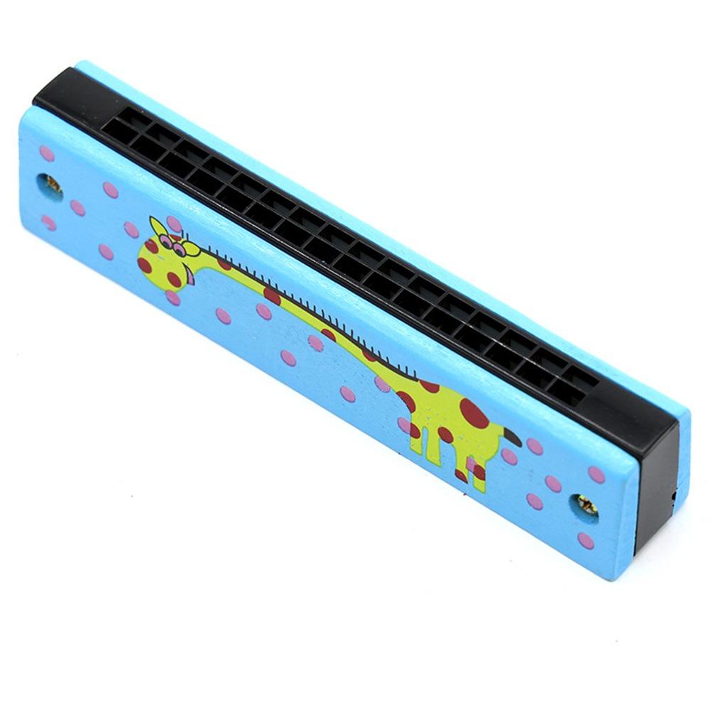 New 16 Holes Wooden Harmonica Melodic Colorful Painted Melodica Cute Cartoon Children Musical Instrument Beginners