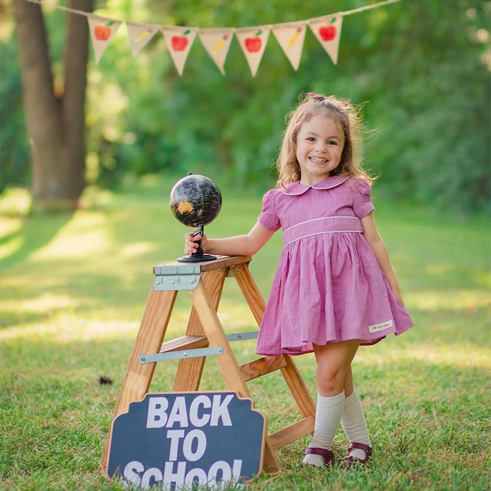 Back To School Burlap Banner First Day of School Apple Pencil Bunting Kindergarten Classroom Party Backdrop Decor Photo Prop