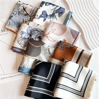53*53cm čtvercový hedvábný šátek dámská móda tištěný malý šátek na krk kancelářský dámský pásek do vlasů Folar kapesník Dámský kapesník šátek